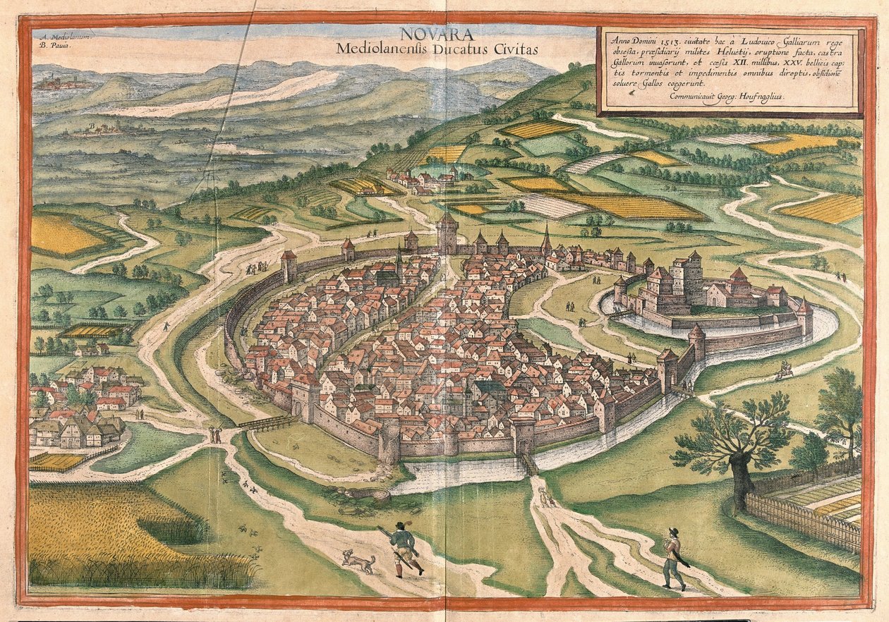 Novara, Piemont régió, Olaszország (metszet alkotó: Georg Braun and Hogenberg Franz