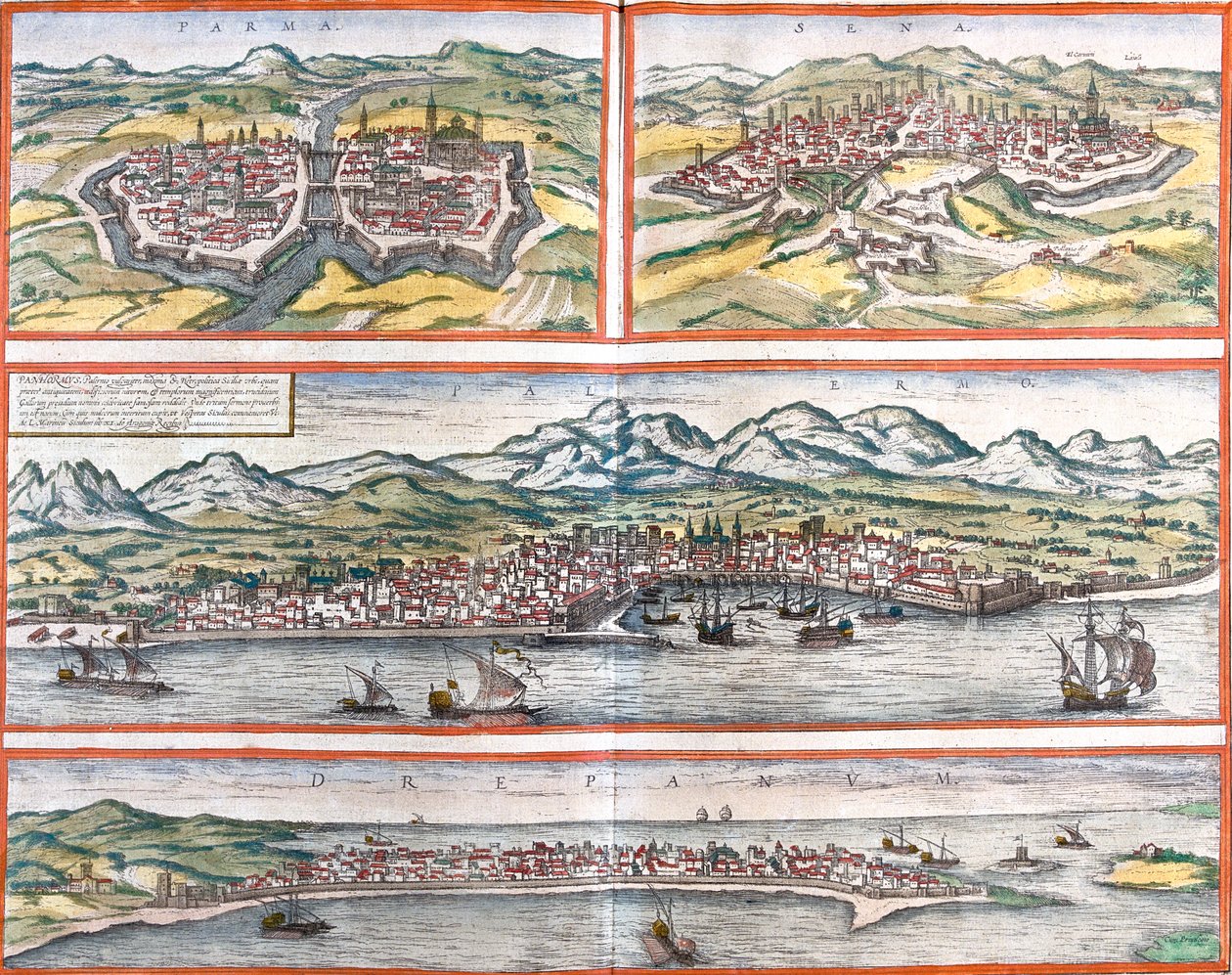 Parma, Siena, Palermo, Trapani, Olaszország alkotó: Georg and Hogenberg Franz (1535 90) Braun