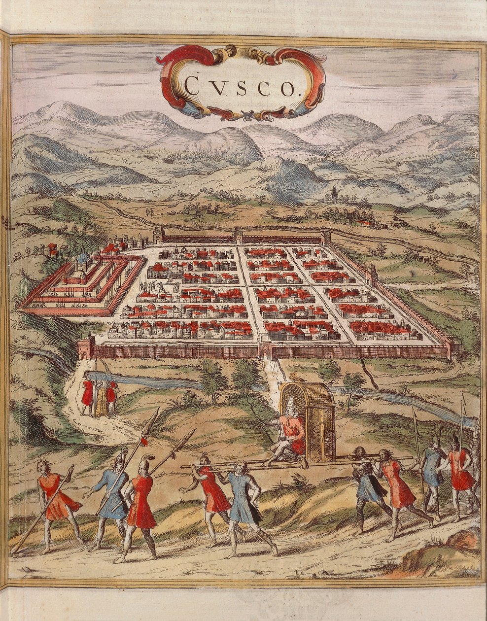 Peru, Cuzco városa, Georg Braun metszete alkotó: Georg Braun and Hogenberg Franz