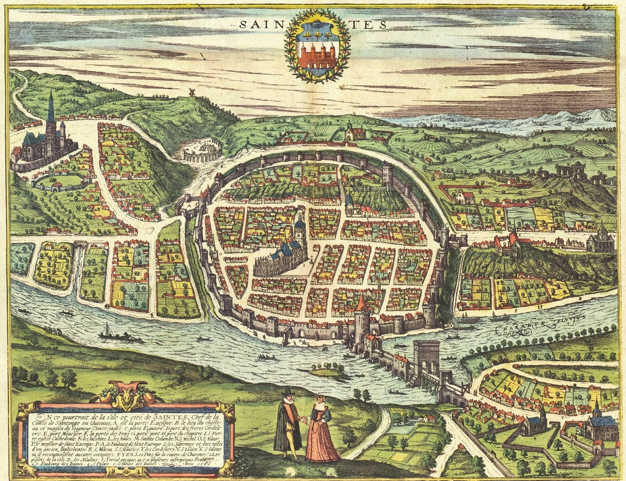 Saintes, Franciaország alkotó: Georg and Hogenberg Franz (1535 90) Braun