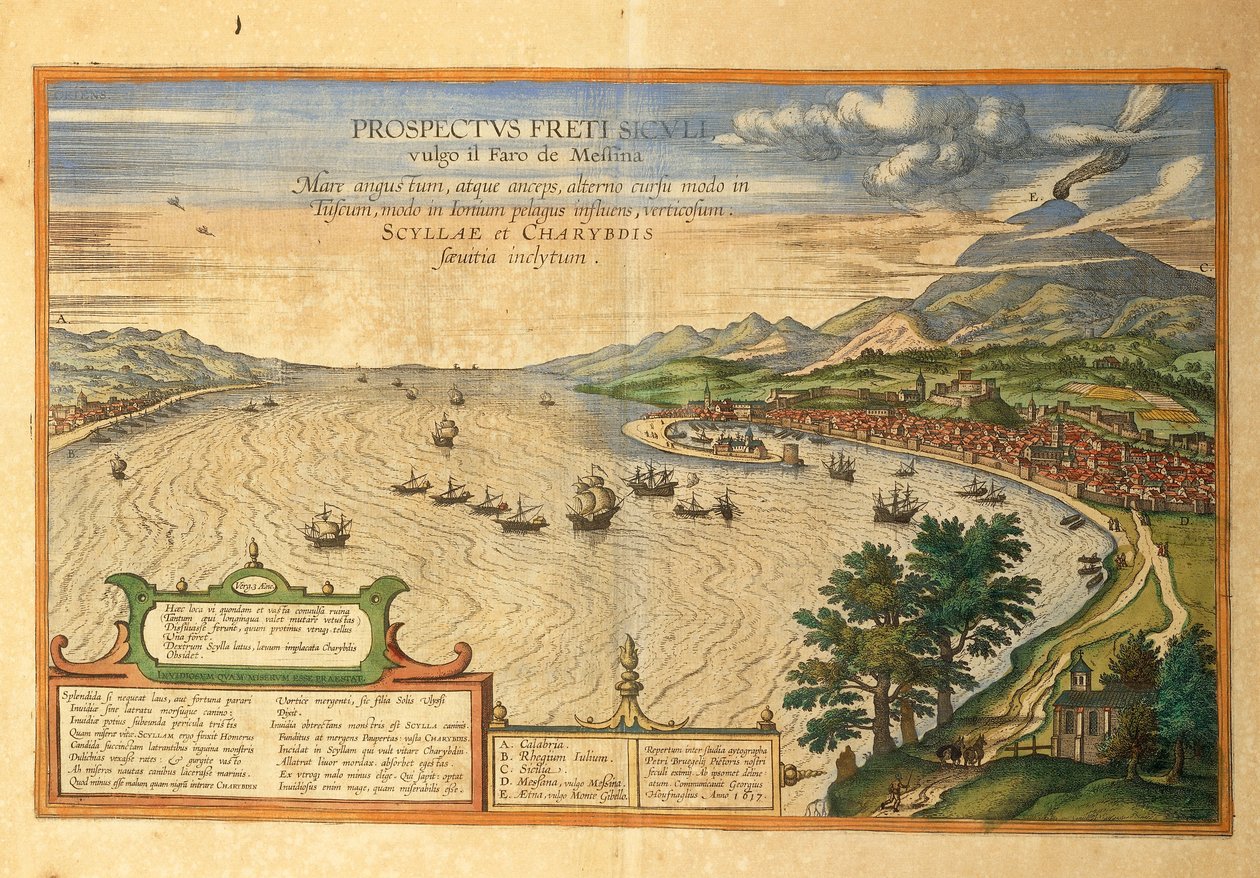 A Messinai-szoros a világ városaiból – Georg Braun alkotó: Georg Braun and Hogenberg Franz