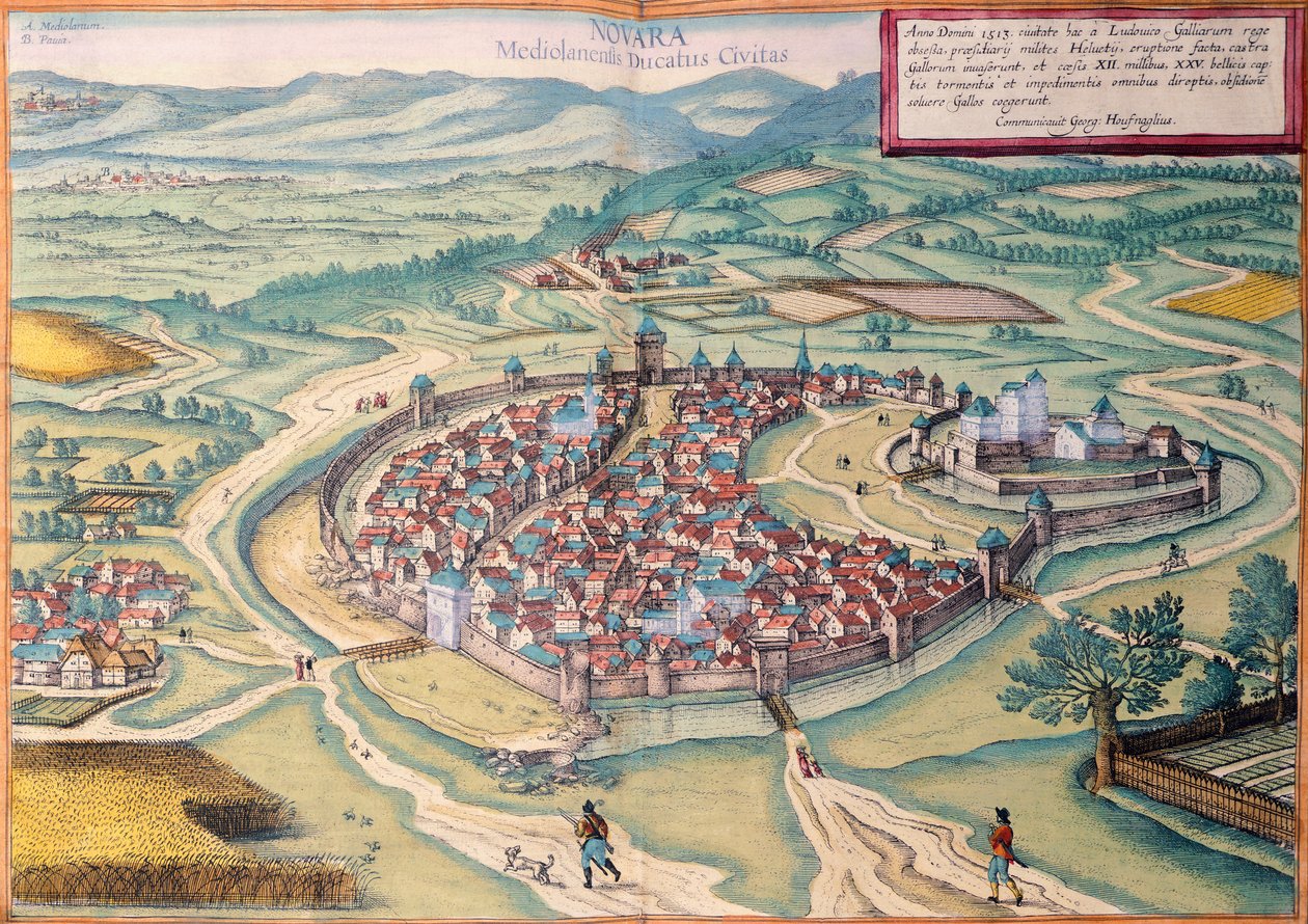 Kilátás Novarára, Georg Braun és Franz Hogenberg alkotó: Georg Braun and Hogenberg Franz