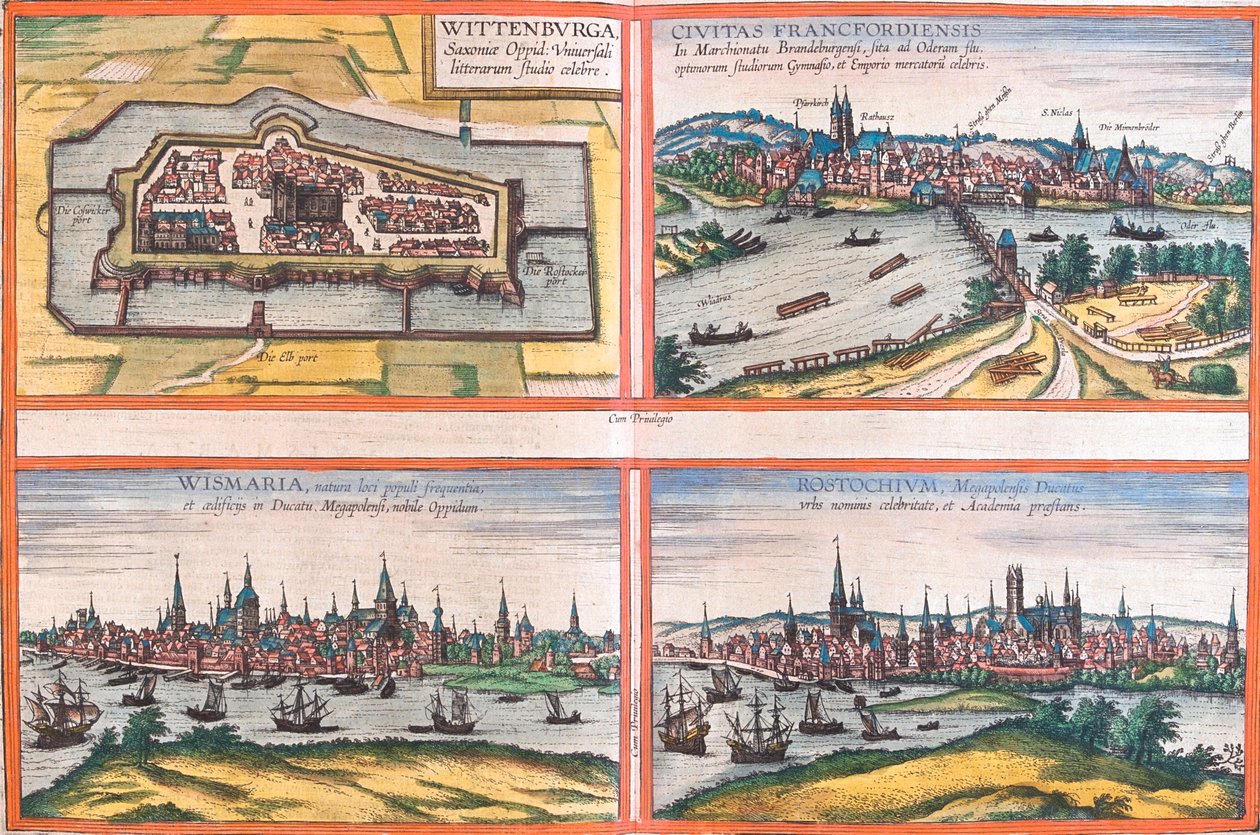 Wittenberg, Frankfurt, Wismar, Rostock, Németország alkotó: Georg and Hogenberg Franz (1535 90) Braun