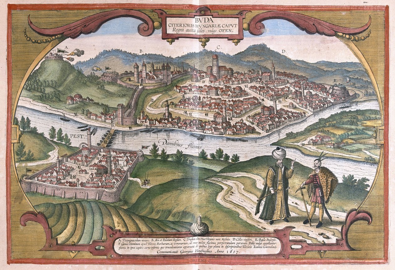Budapest, Magyarország (metszet alkotó: Georg Braun and Hogenberg Franz