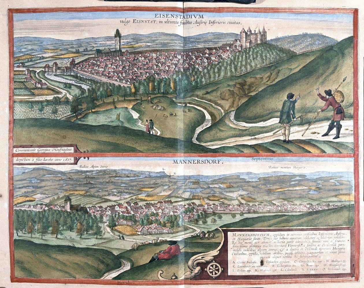 Eisenstadt és Mannersdorf am Leithagebirge, Ausztria (metszet alkotó: Georg Braun and Hogenberg Franz