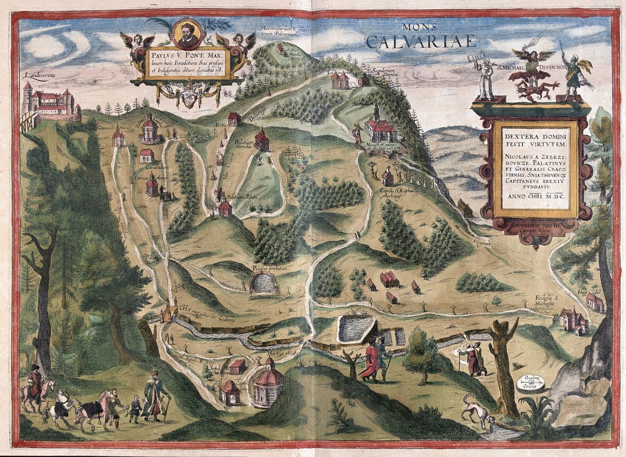 Kalwarya Zebrzydowka (Krakkótól délkeletre), Lengyelország (metszet) alkotó: Georg Braun and Hogenberg Franz