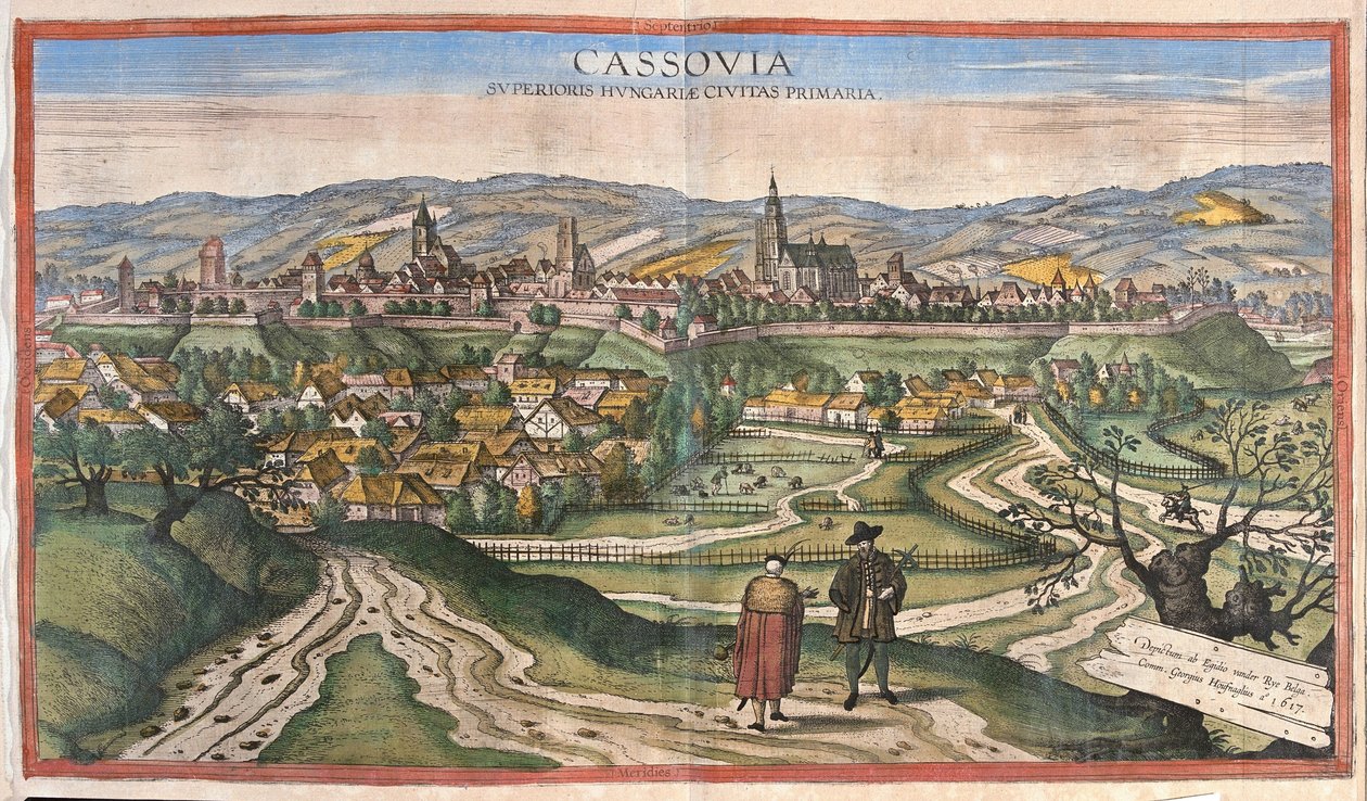 Kassa (Cassovia), Szlovákia (metszet alkotó: Georg Braun and Hogenberg Franz