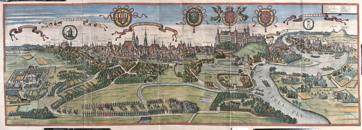 Krakkó, Lengyelország (metszet alkotó: Georg Braun and Hogenberg Franz