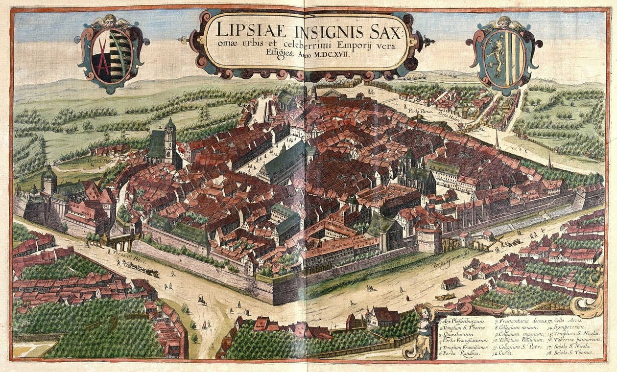 Lipcse, Szászország, Németország (metszet alkotó: Georg Braun and Hogenberg Franz