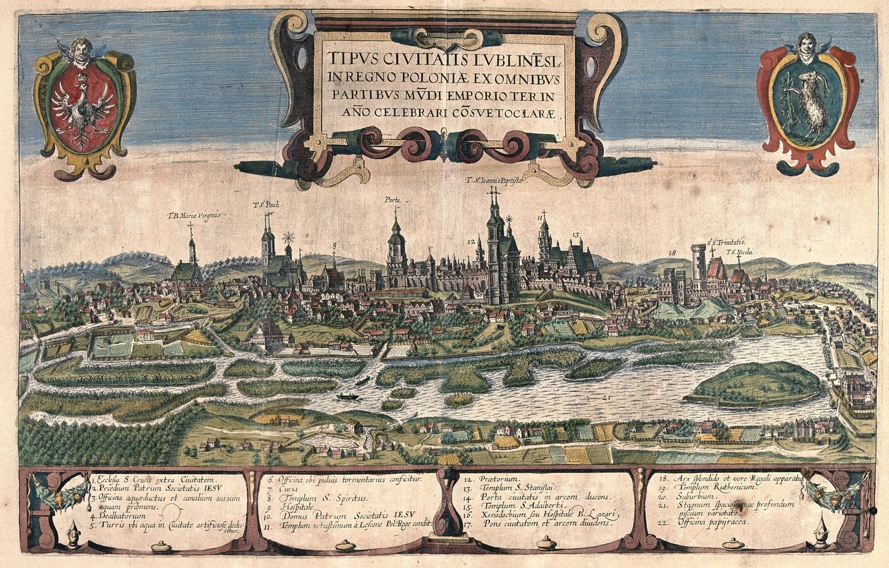 Lublin, Lengyelország (metszet alkotó: Georg Braun and Hogenberg Franz