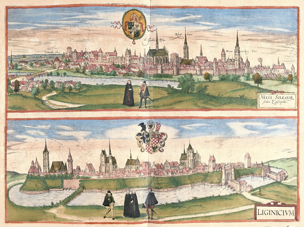Nysa és Legnica (Lignica), Lengyelország (metszet) alkotó: Georg Braun and Hogenberg Franz