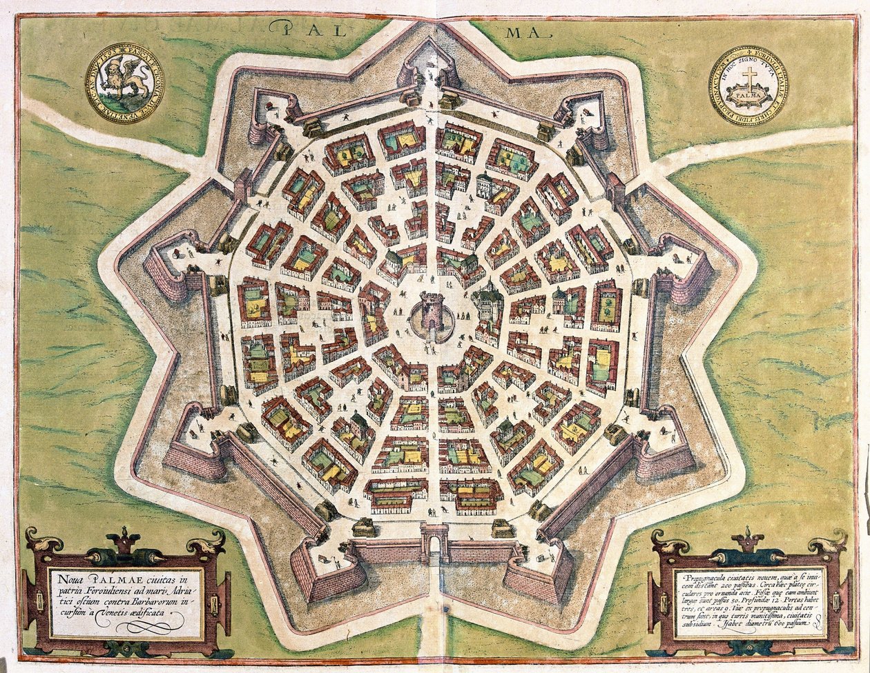 Palmanova, Udine tartomány, Olaszország (metszet alkotó: Georg Braun and Hogenberg Franz