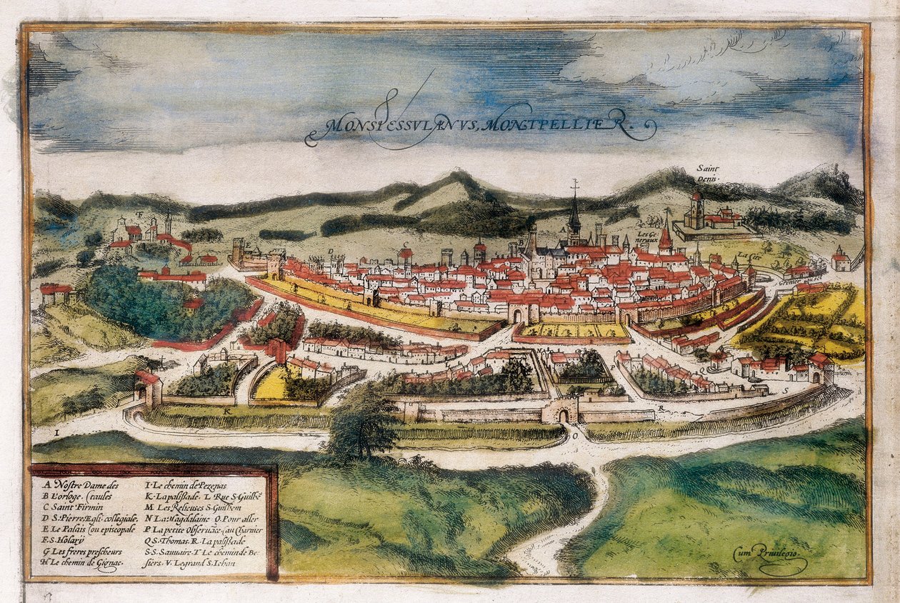 Montpellier város terve alkotó: Georg Braun and Hogenberg Franz