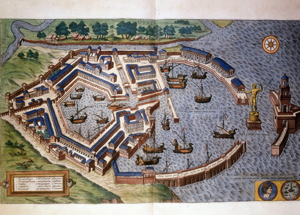 Ostia kikötője (Ostia) Ancient, Atlas Bram és Hopely alkotó: Georg Braun and Hogenberg Franz
