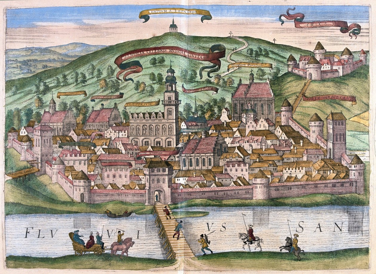 Przemysl, Lengyelország (metszet alkotó: Georg Braun and Hogenberg Franz