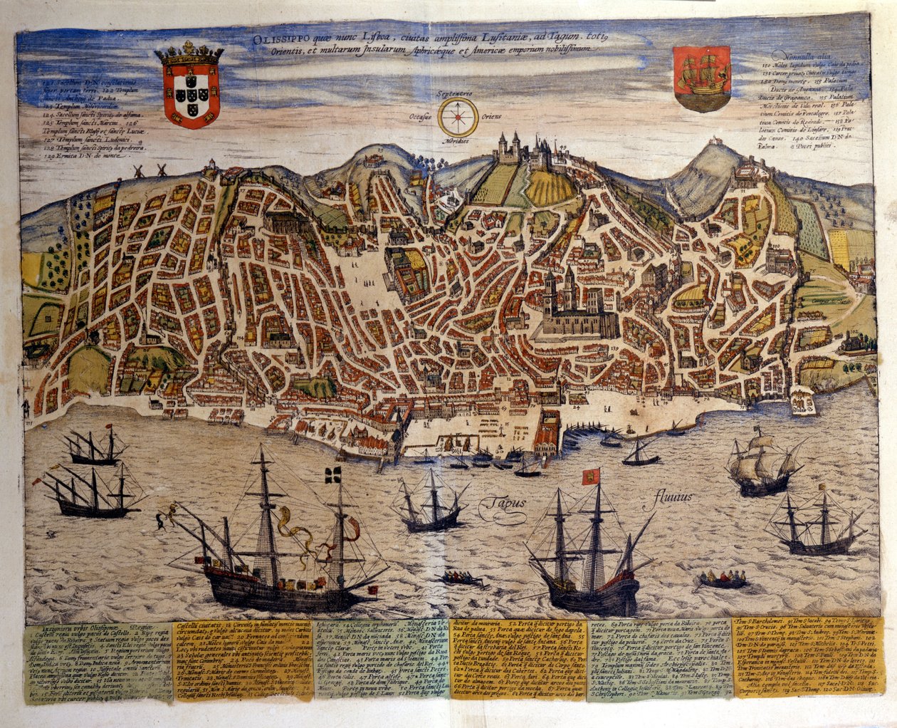 Lisszabon látképe a 16. század végén. Braun & Hogenberg „Civitates Orbis Terrarum” atlasza alkotó: Georg Braun and Hogenberg Franz