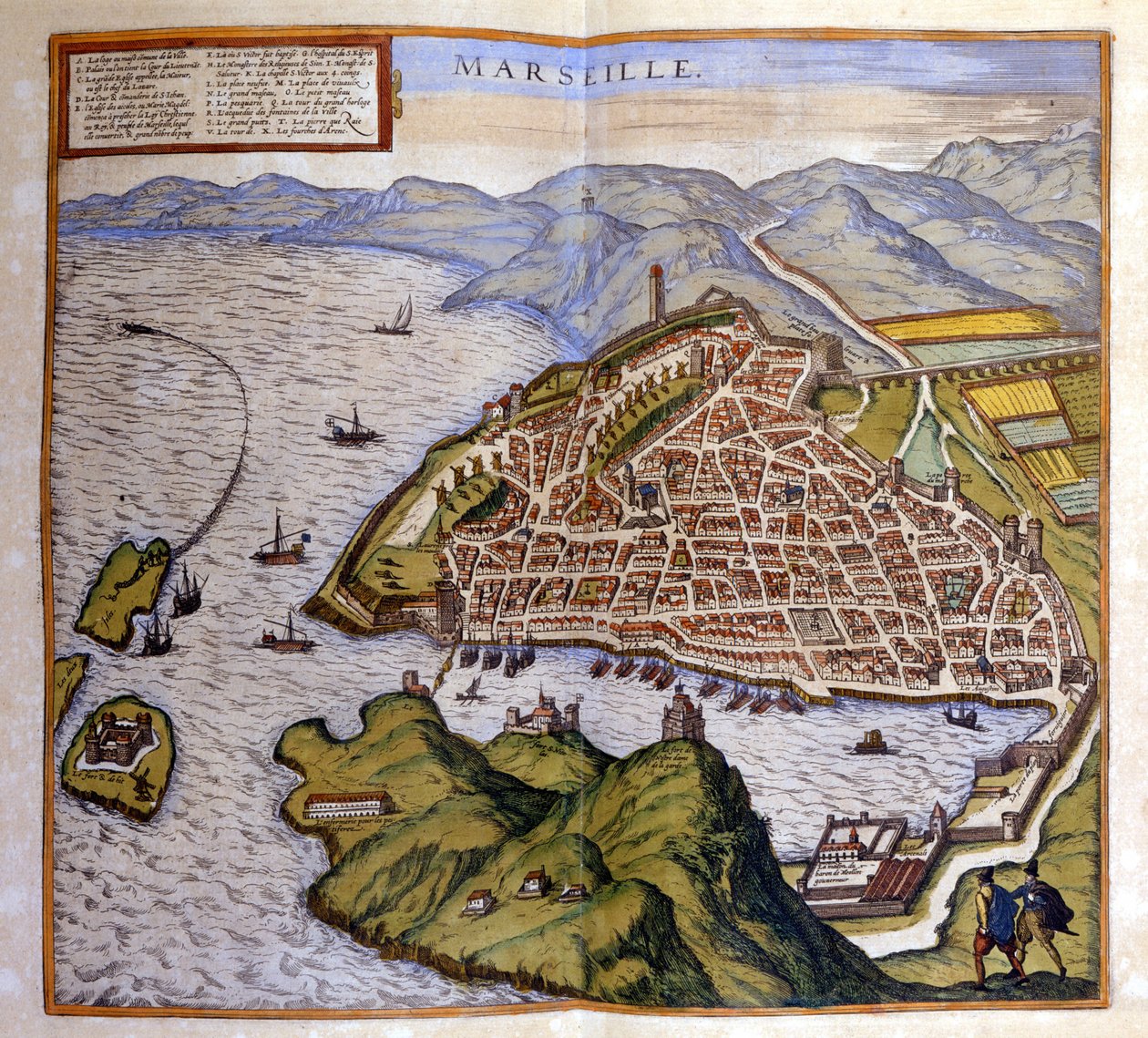 Kilátás Marseille-re a Braun és Hogenberg atlaszból alkotó: Georg Braun and Hogenberg Franz