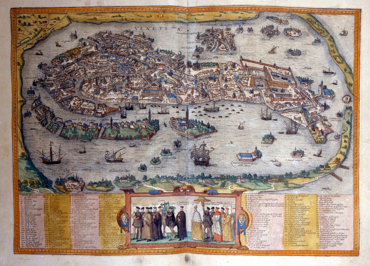 Kilátás Velencére a Braun és Hogenberg „Civitates Orbis Terrarum” atlaszából alkotó: Georg Braun and Hogenberg Franz