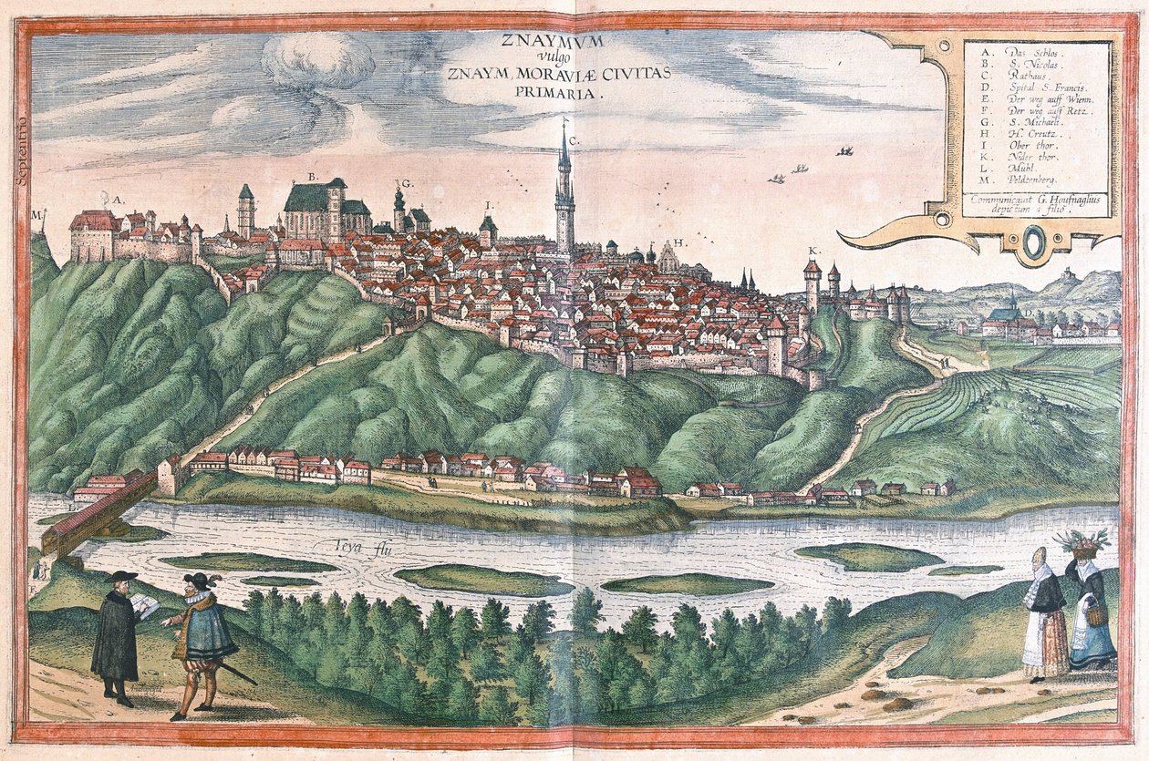 Znojmo, Cseh Köztársaság (metszet alkotó: Georg Braun and Hogenberg Franz