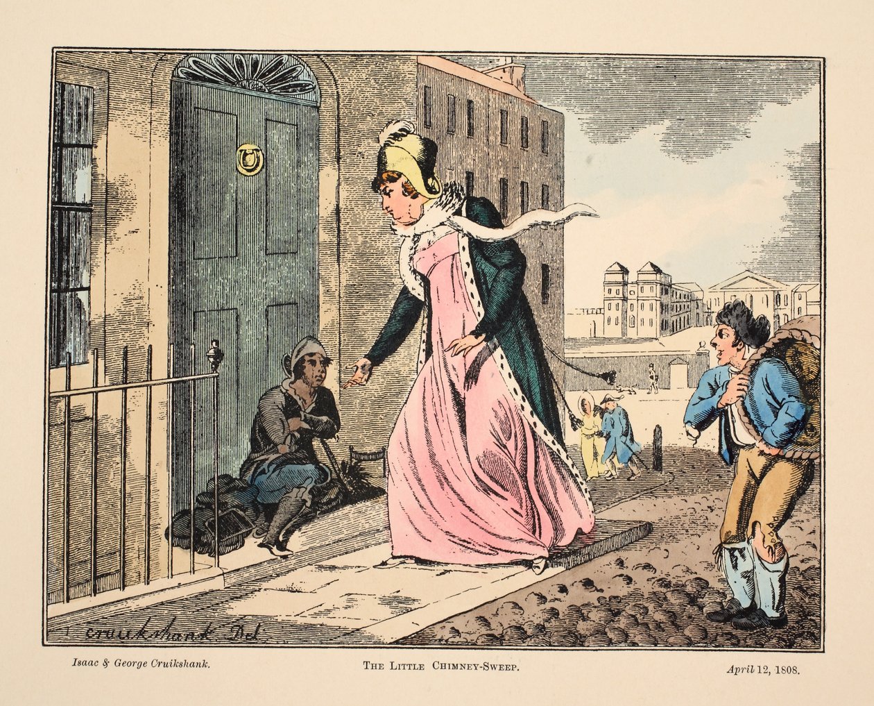 A Kis Kéményseprő, kocsma. 1808 (kézzel színezett metszet) alkotó: Isaac, Robert and George Cruikshank