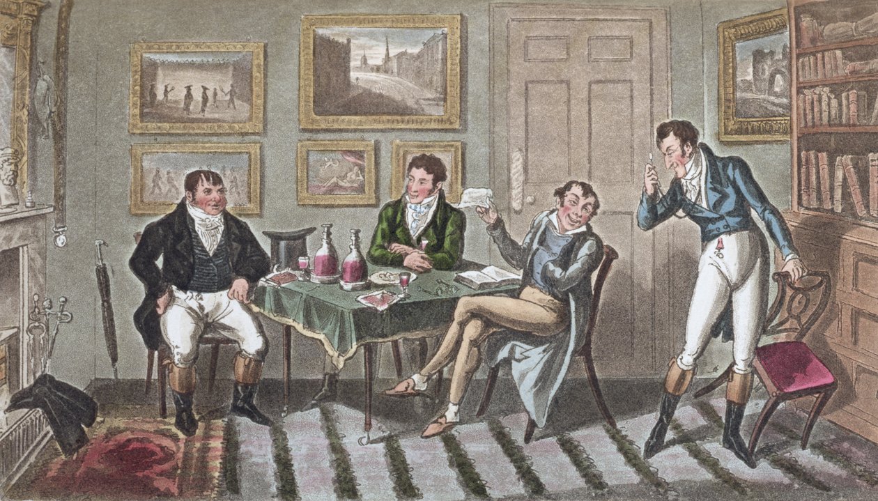 Tom és Jerry az Albanyban, 1822 (akvatinta) alkotó: Isaac, Robert and George Cruikshank