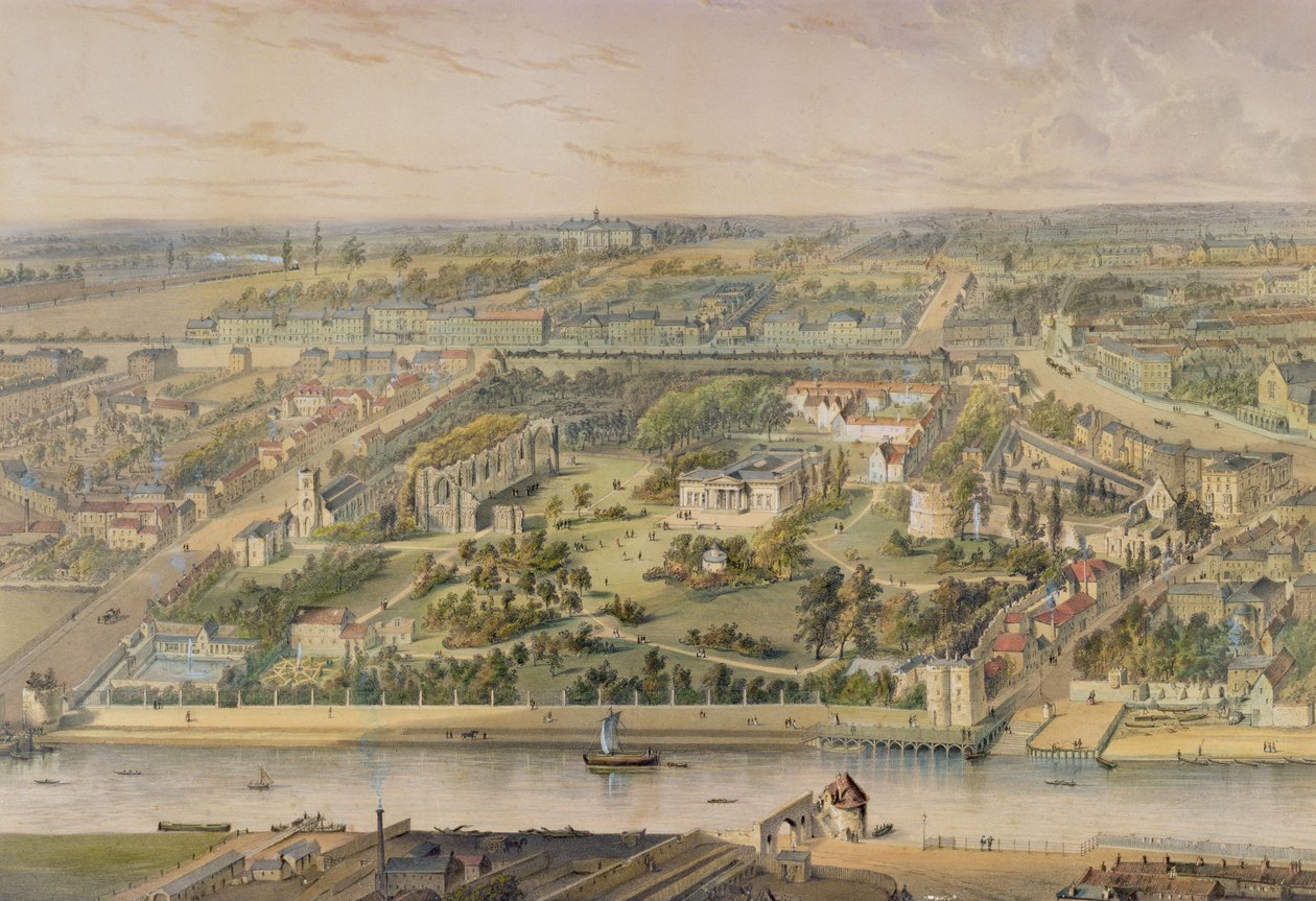 York látképe (litográfia kézi színezéssel) alkotó: George Adolphus Storey