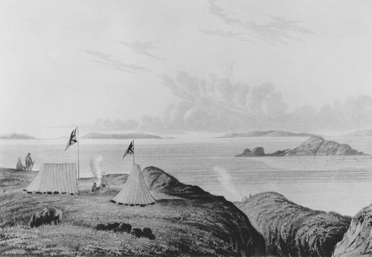 Kilátás a Jeges-tengerre a rézbánya folyó torkolatából éjfélkor, 1821 alkotó: George Back