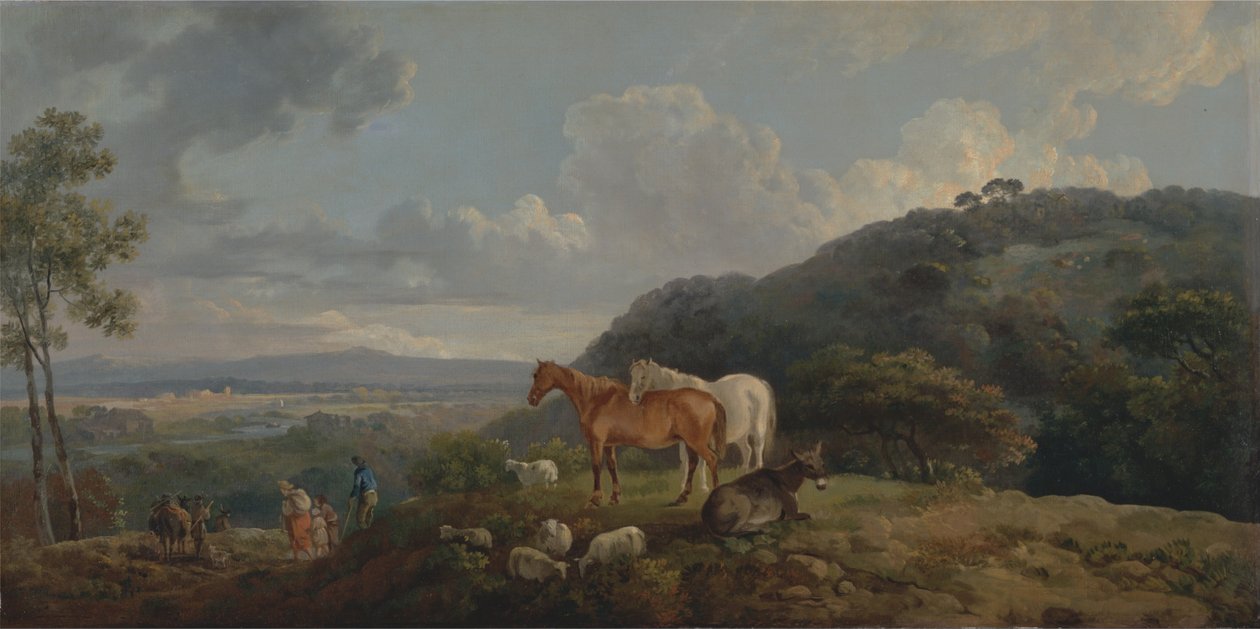 Reggel- táj kancákkal és juhokkal alkotó: George Barret