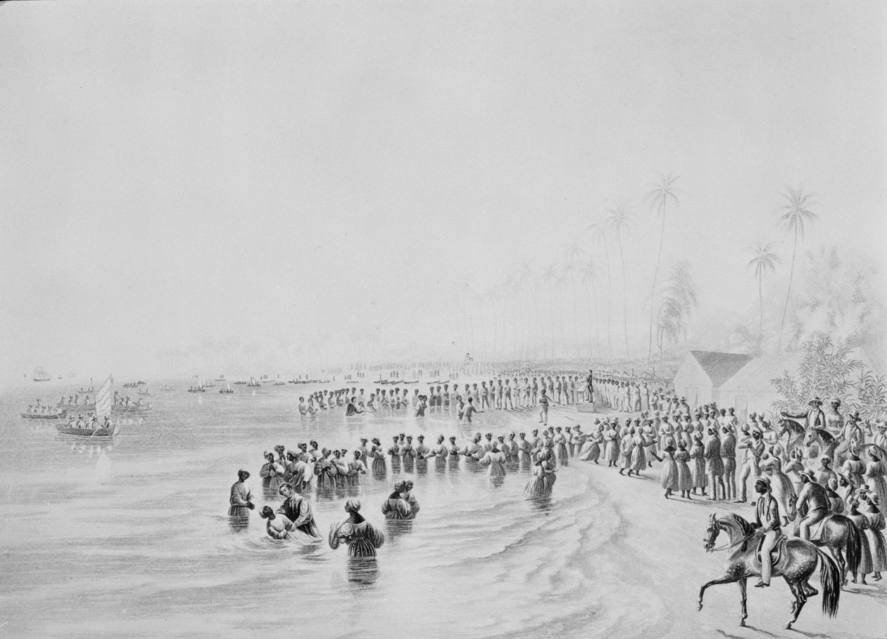 A keresztelési szertartás Jamaicában, 1842 alkotó: George Baxter