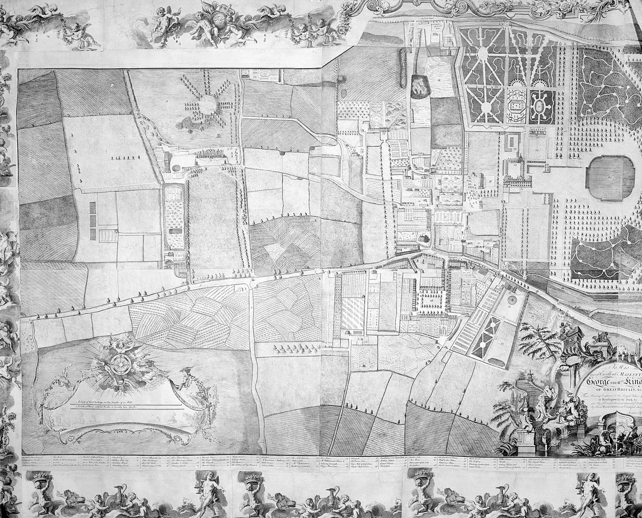 A Kensington-palota tervének részlete (bal oldal), Joshua Rhodes, 1764 alkotó: George Bickham