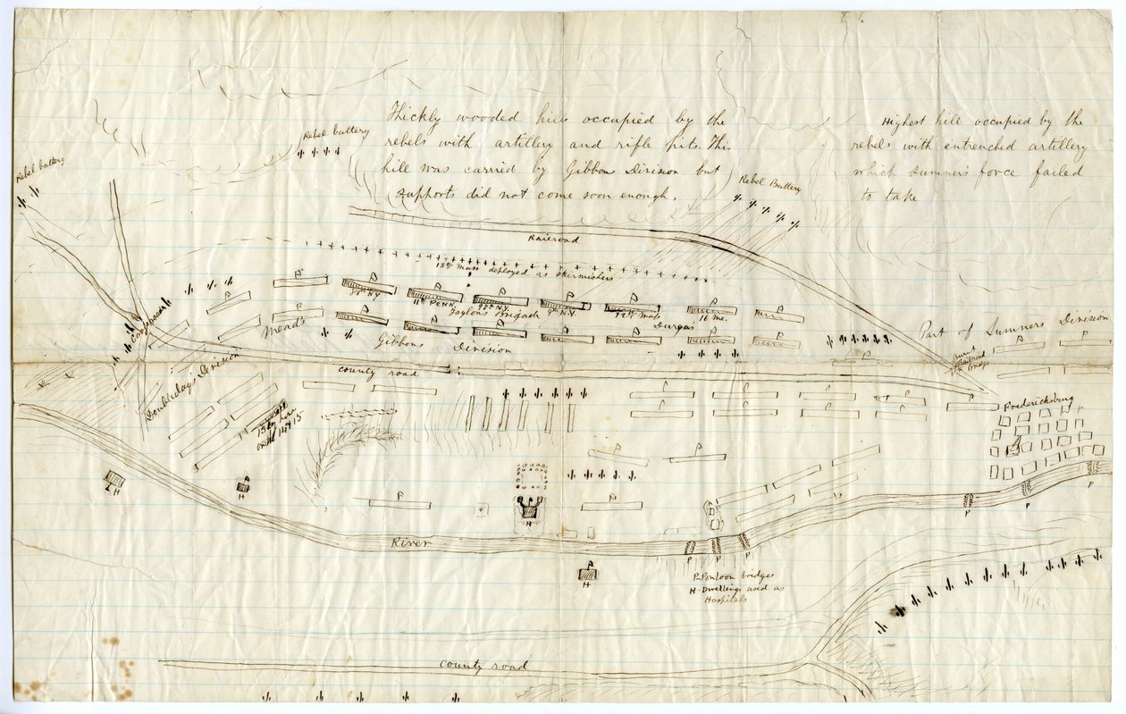 Fredericksburg térképe, 1862 decembere körül alkotó: George Bush