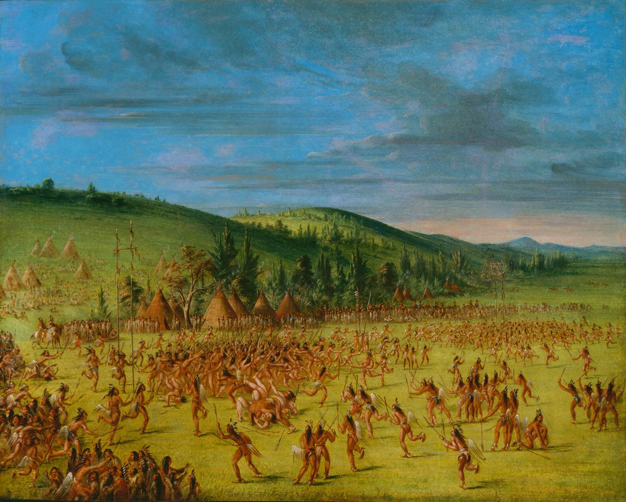 A Choctaw labdajátéka-Ball Up alkotó: George Catlin
