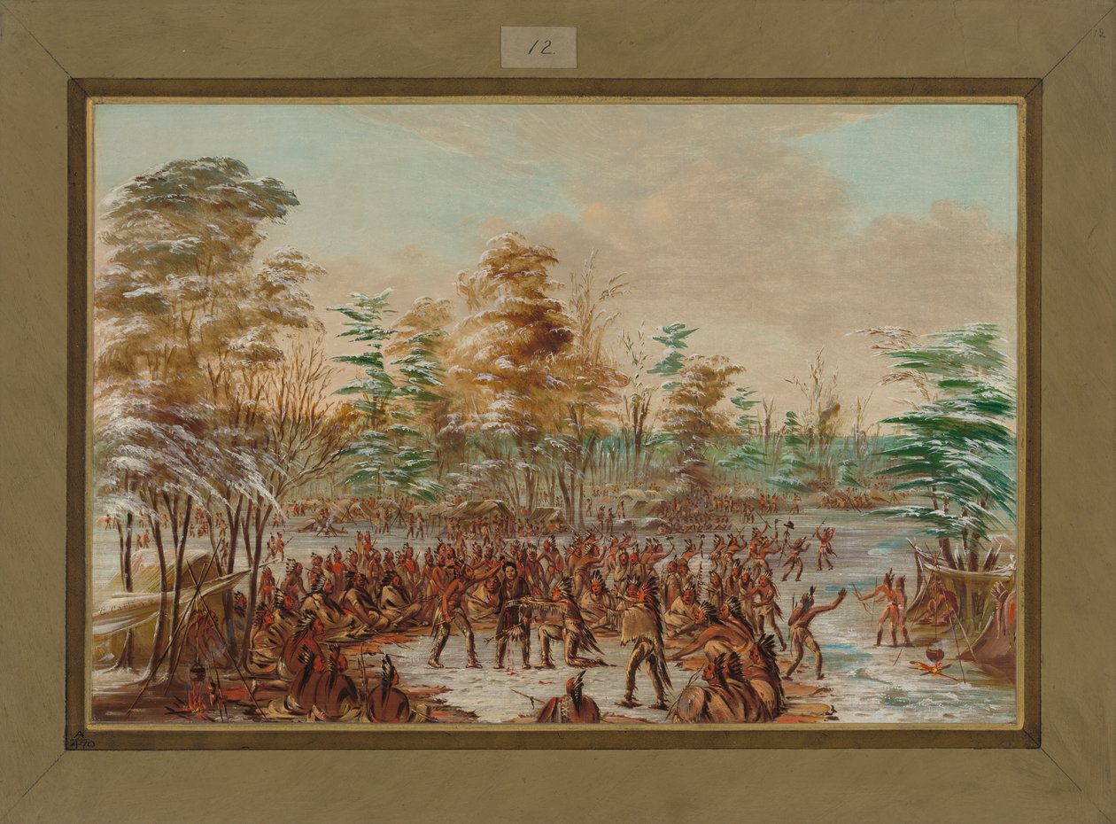 De Tonty békepert indított az irokéz faluban 1680 januárjában, 1847-48 alkotó: George Catlin