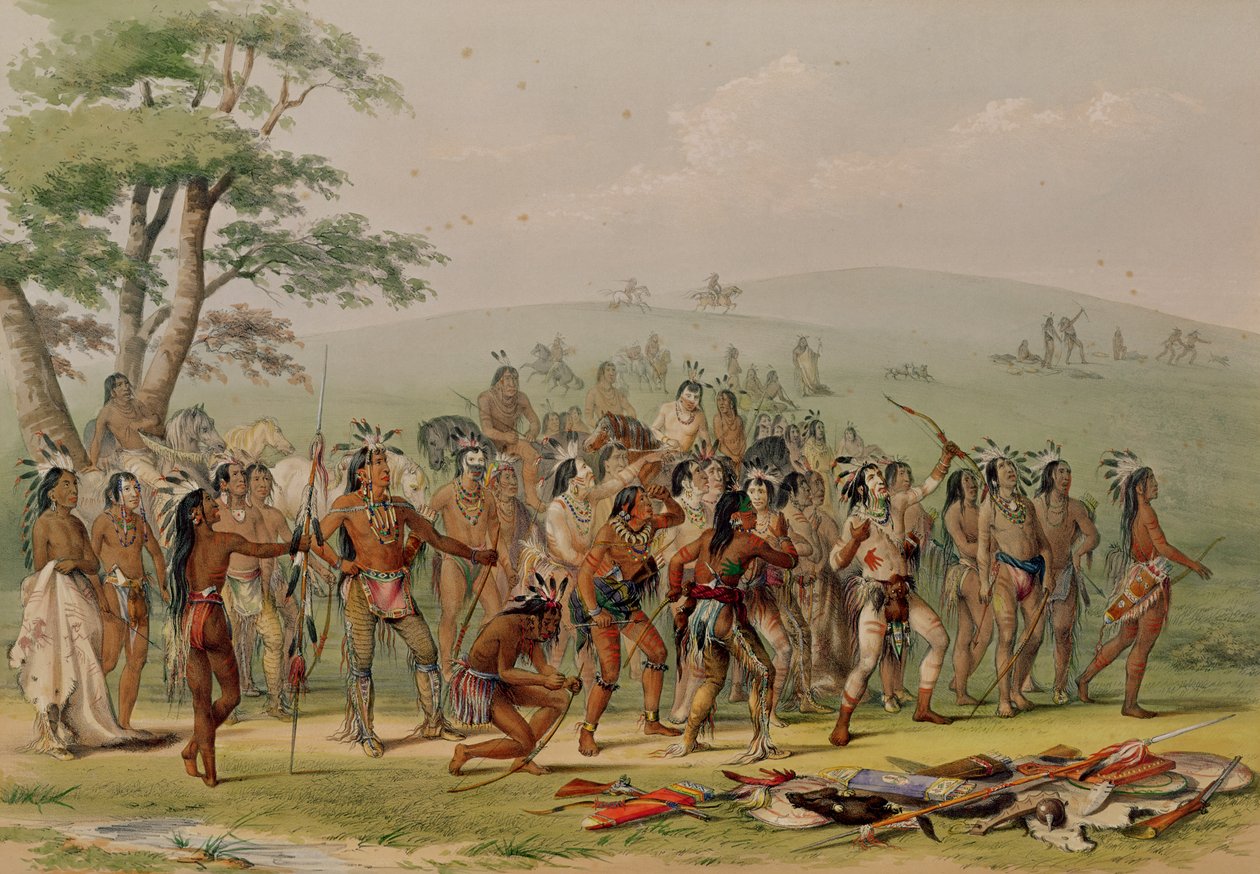Mandan íjászverseny, 1832 körül alkotó: George Catlin