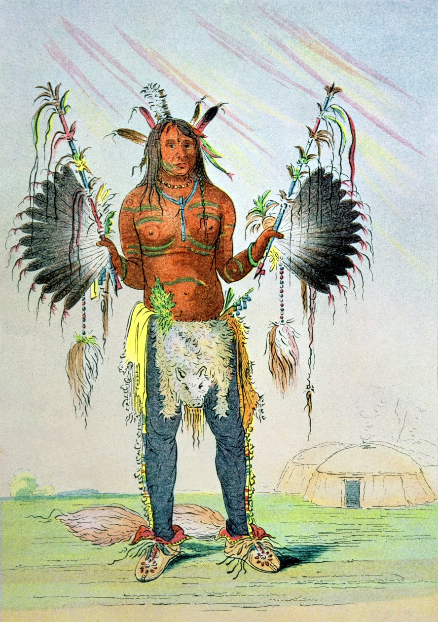 Mandan Medicine Man Mah-to-hah "Öreg Medve", 1832-39 alkotó: George Catlin