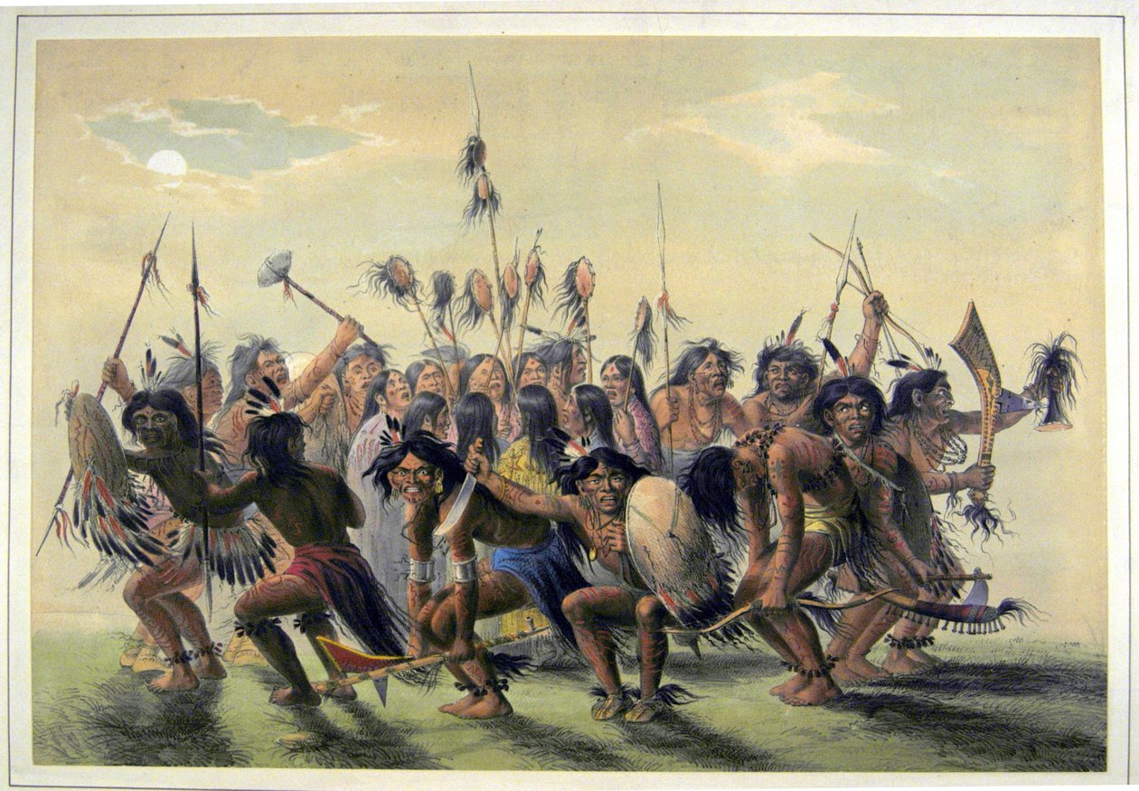 Amerikai indiánok törzsi csoportos táncot adnak elő alkotó: George Catlin