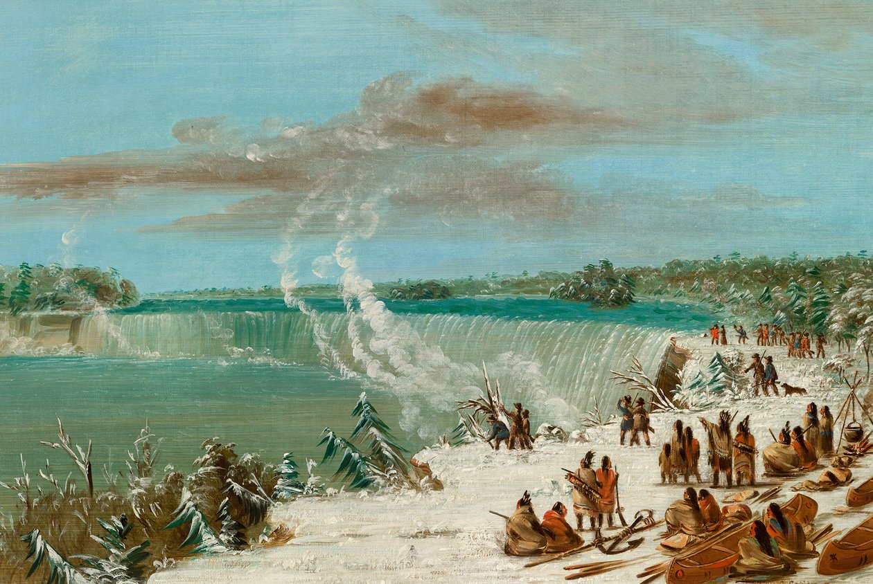 Portage a Niagara-vízesés körül a Table Rocknál, 1847-48 alkotó: George Catlin
