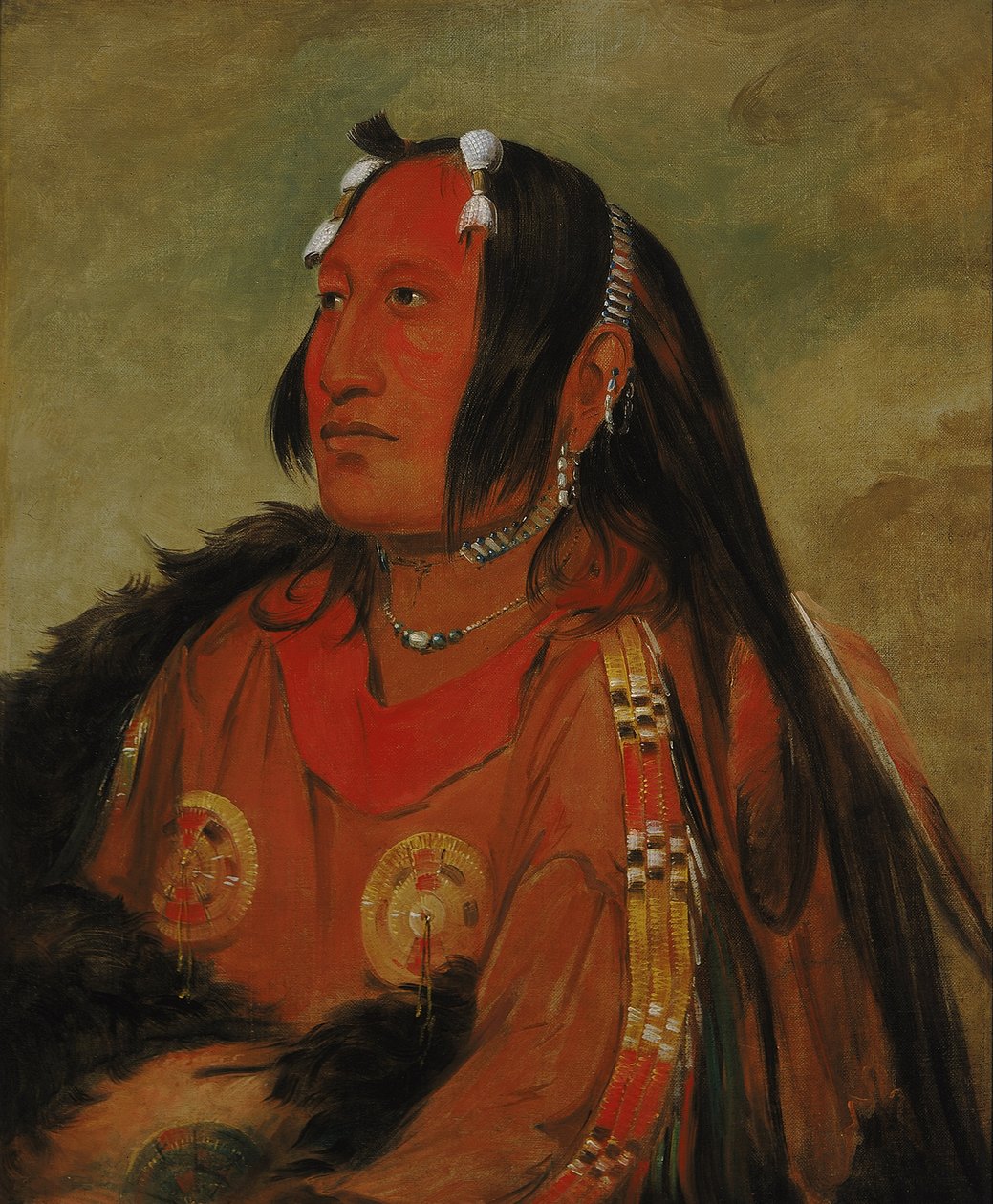 Wi-jún-jon, Pigeons Egg Head (The Light), egy kiváló ifjú harcos alkotó: George Catlin