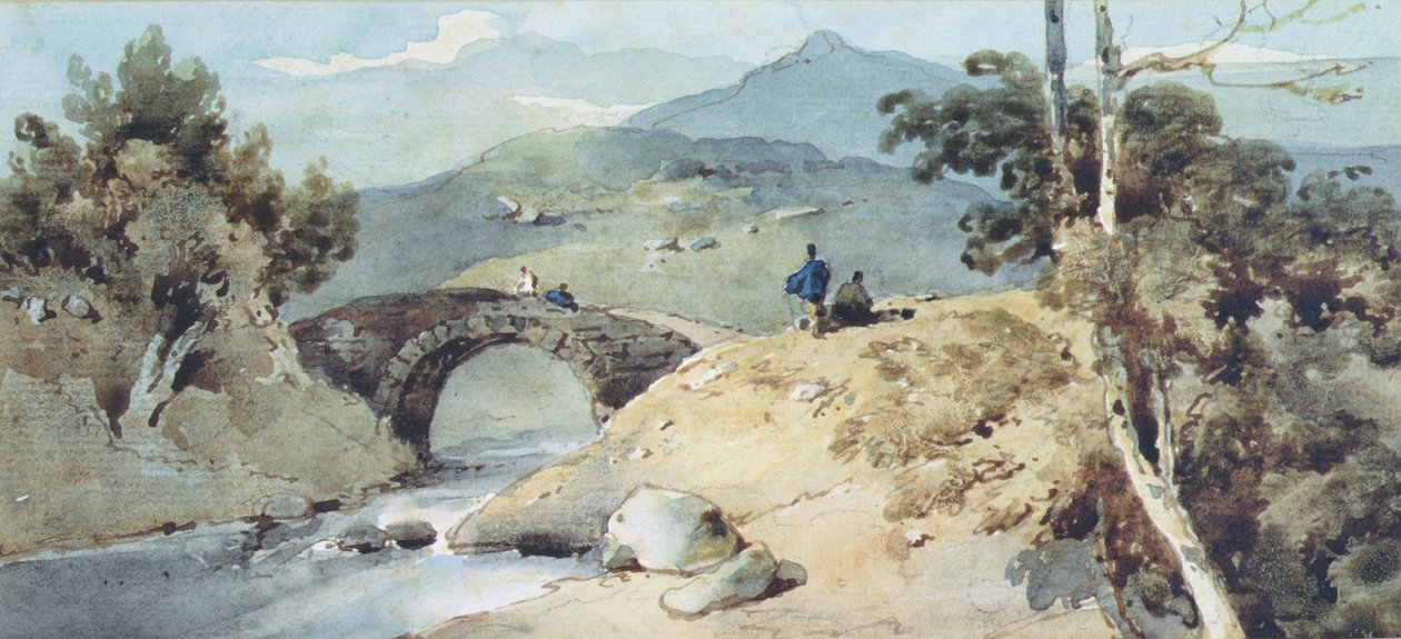 Kínai táj híddal alkotó: George Chinnery
