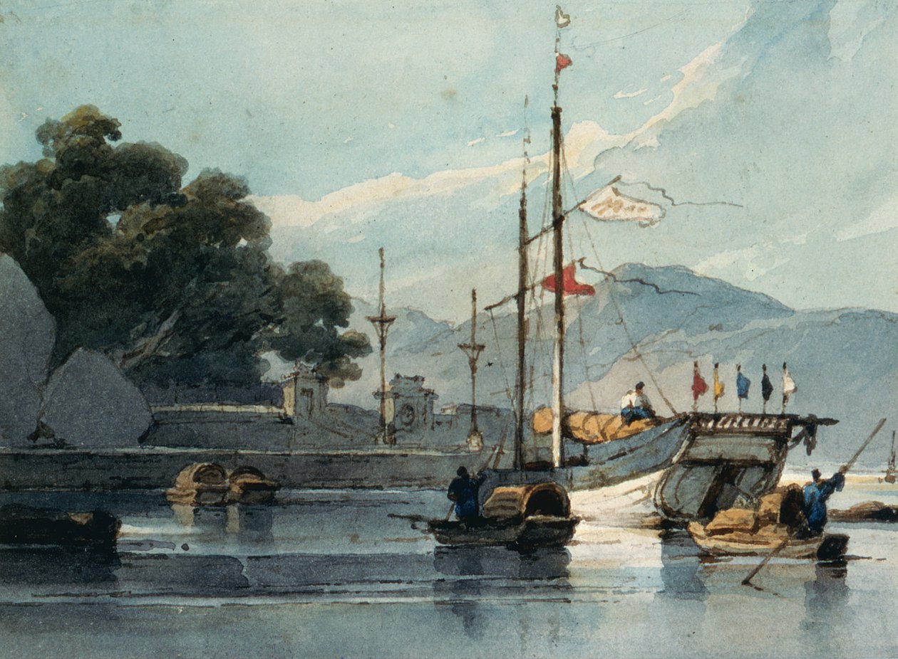 Szállítás a kínai folyón alkotó: George Chinnery