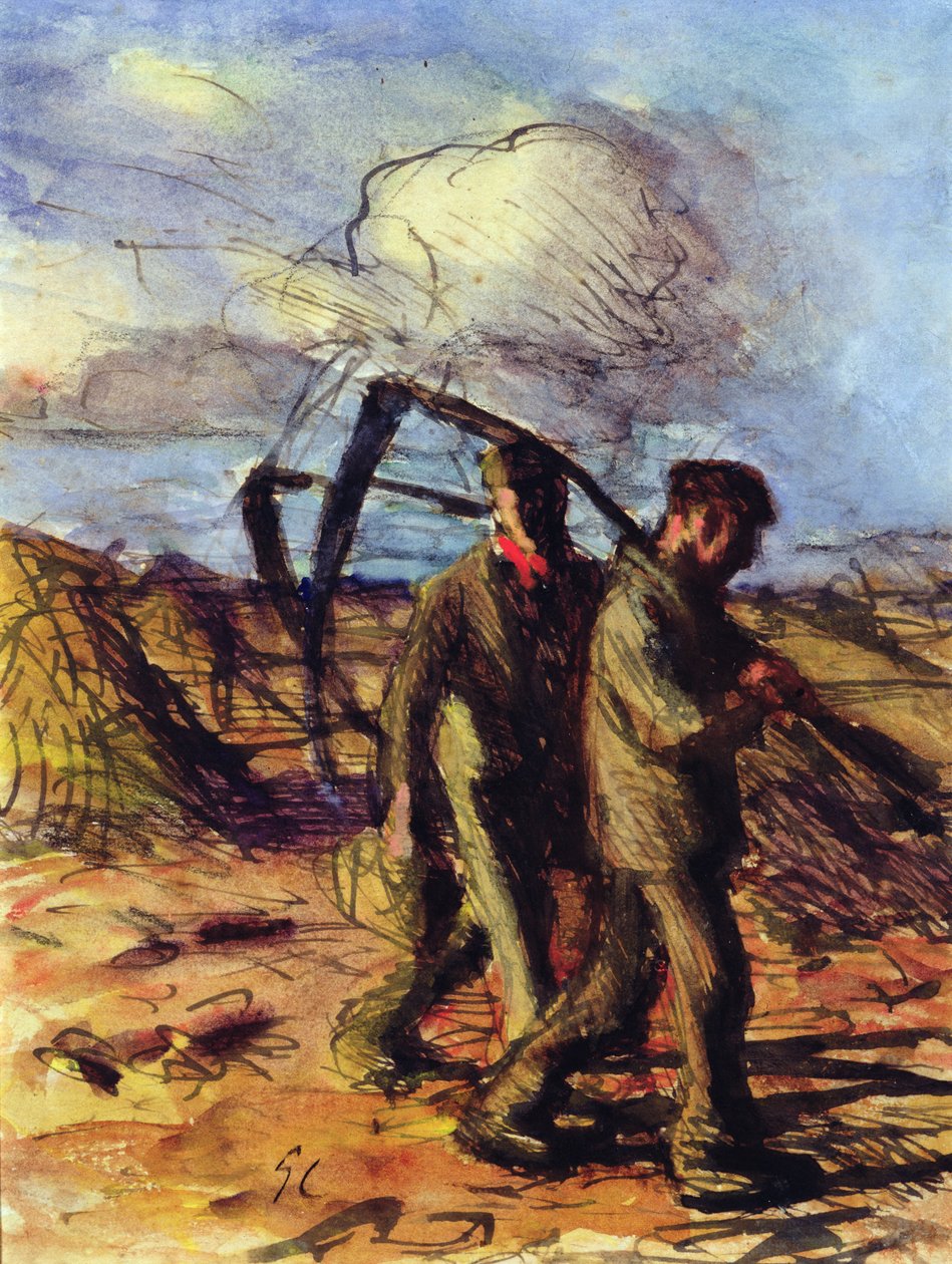 Kaszák (toll, tinta és mosás papíron) alkotó: George Clausen