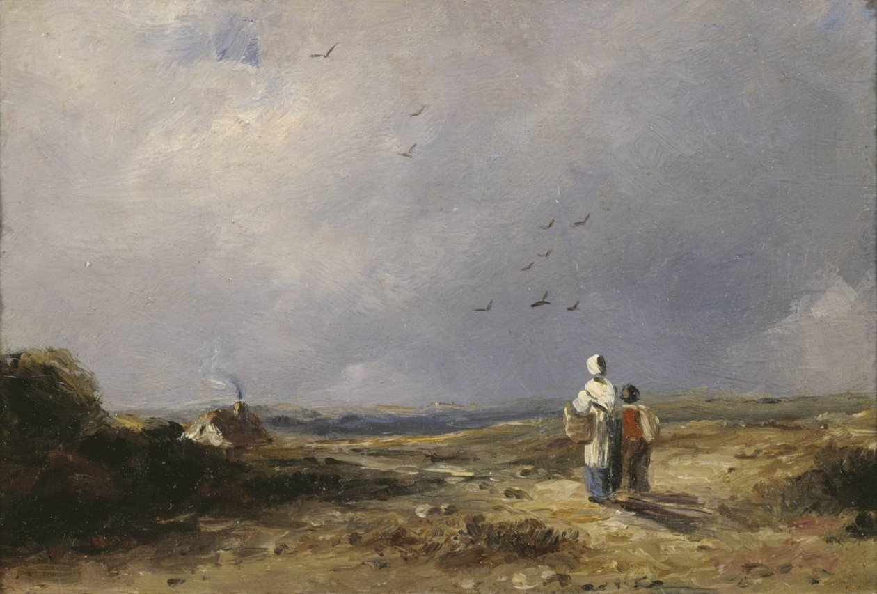 Táj házikóval és figurákkal alkotó: George Constable