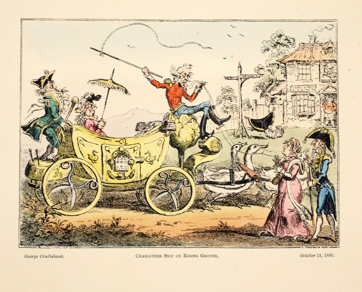 Charioteer Snip on Rising Ground, 1890 (kézzel színezett metszet) alkotó: George Cruikshank