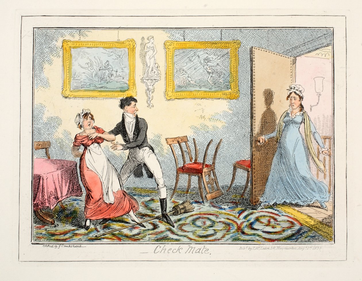 Check Mate, 1835 (kézzel színezett metszet) alkotó: George Cruikshank