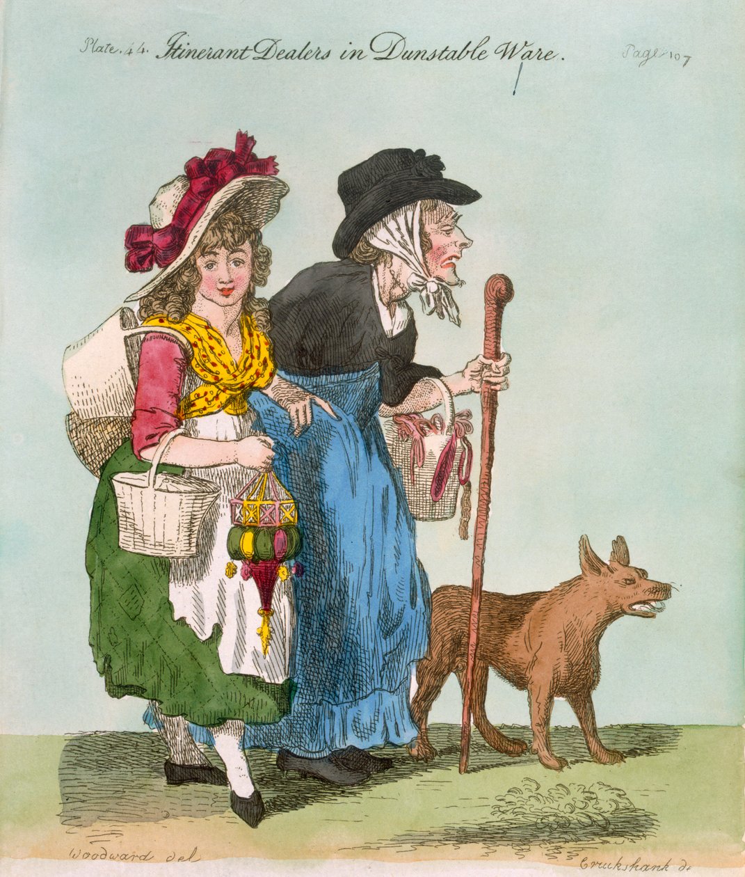 Vándorló kereskedők a porszívóval, 1796 (kézzel színezett rézkarc) alkotó: George Cruikshank
