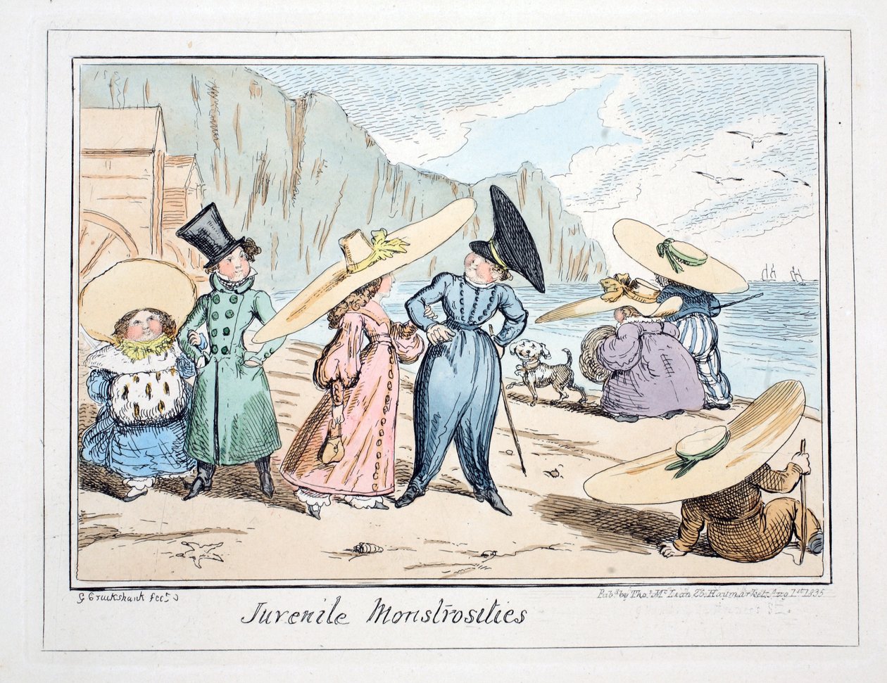 Fiatalkorúak szörnyetegek, kocsma. 1835 (kézzel színezett metszet) alkotó: George Cruikshank