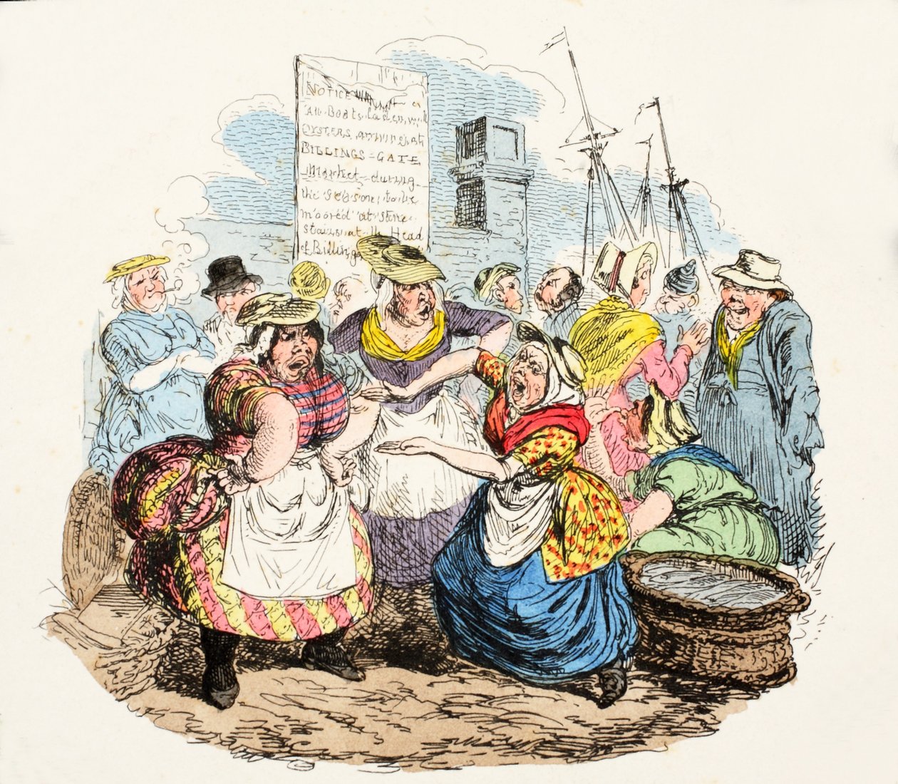 Nyelv, 1826 (kézzel színezett metszet) alkotó: George Cruikshank
