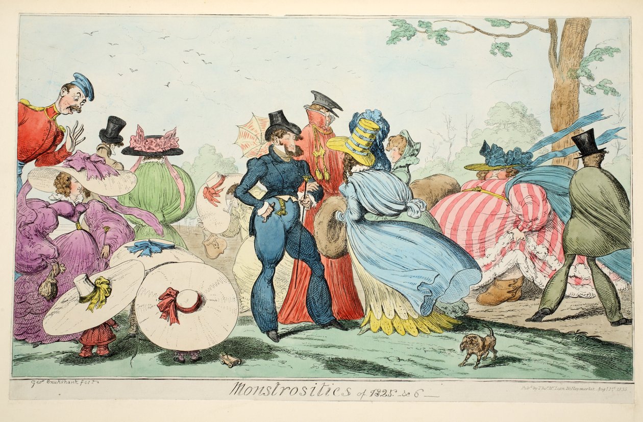 Szörnyek 1825 és 6, 1835 (kézzel színezett metszet) alkotó: George Cruikshank