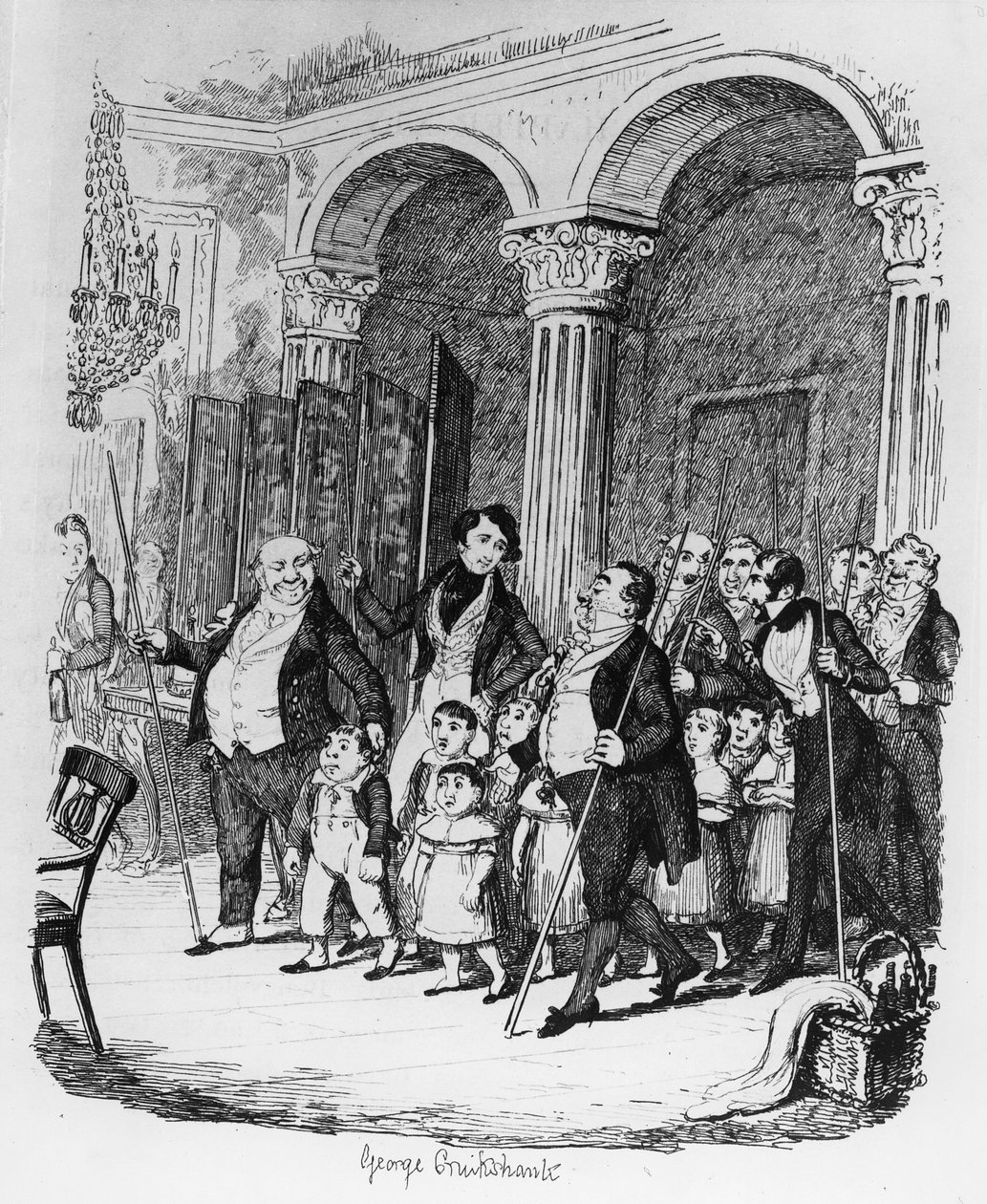 Nyilvános vacsorák, illusztráció a „Sketches by Boz” című művéből, 1836 alkotó: George Cruikshank