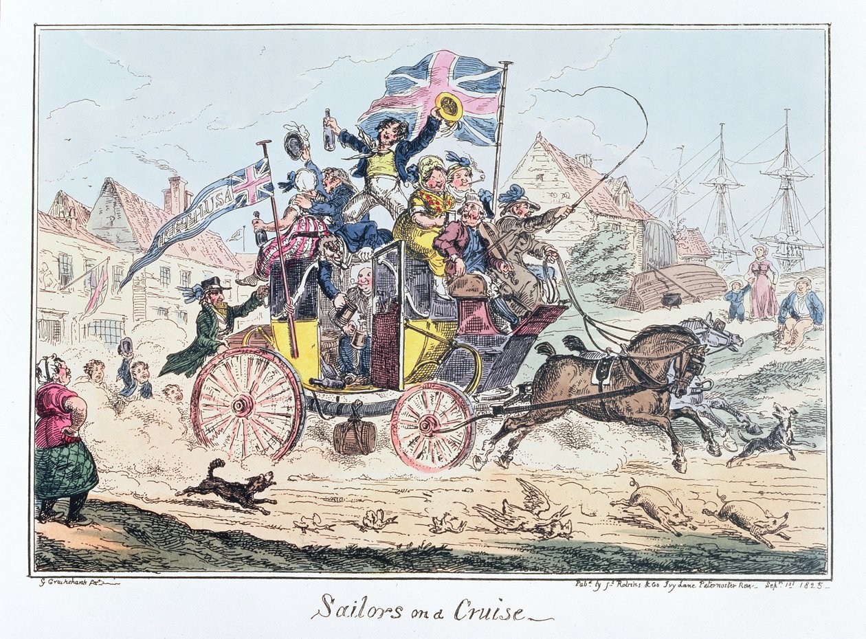 Sailors on a Cruise, kiadó: James Robins, 1825. szeptember 1. (színes rézkarc) alkotó: George Cruikshank